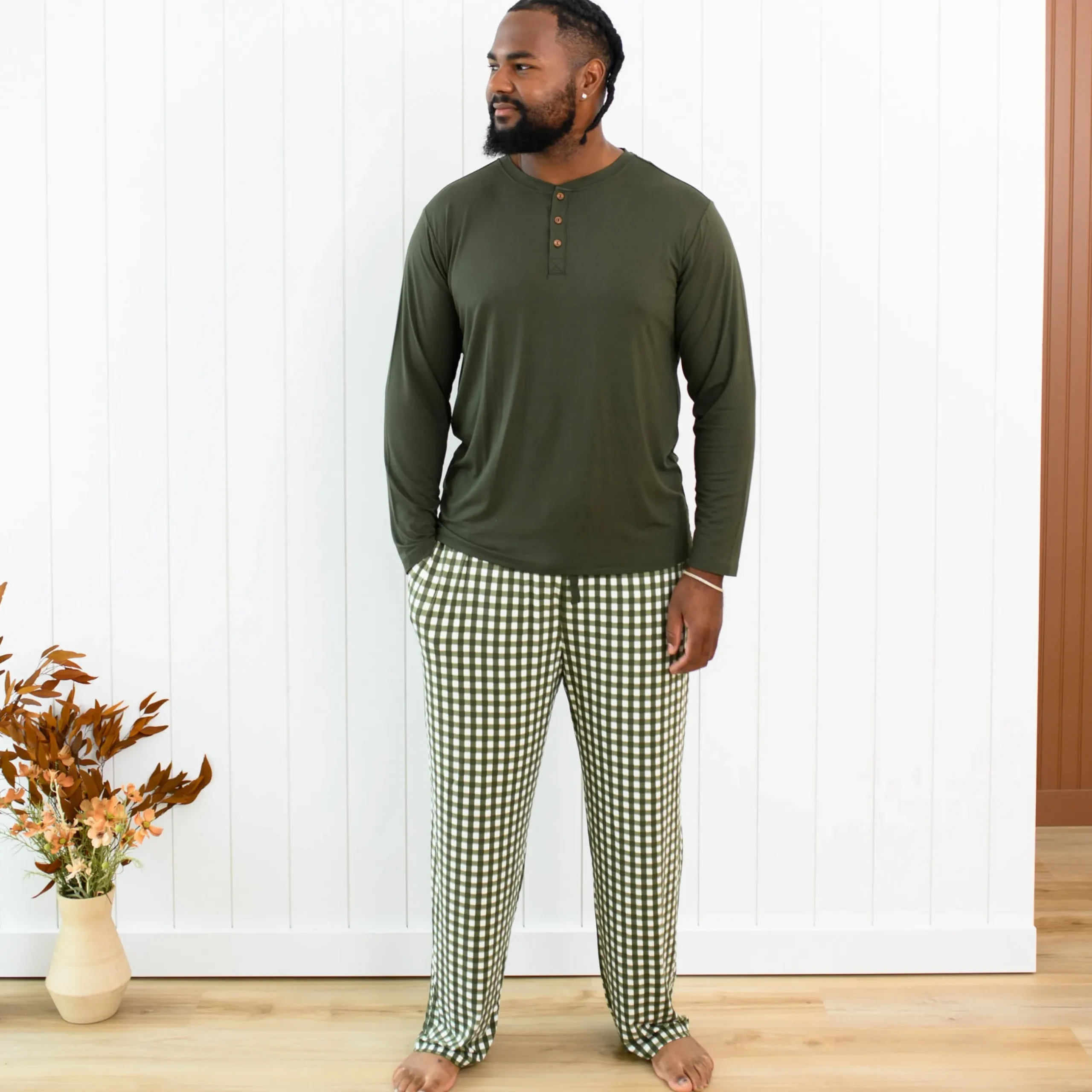 Discount Kyte Baby Men's Lounge Pants in Gingham Fir