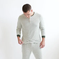 Online Kyte Baby Men's Ribbed Henley Set in Fir Stripe