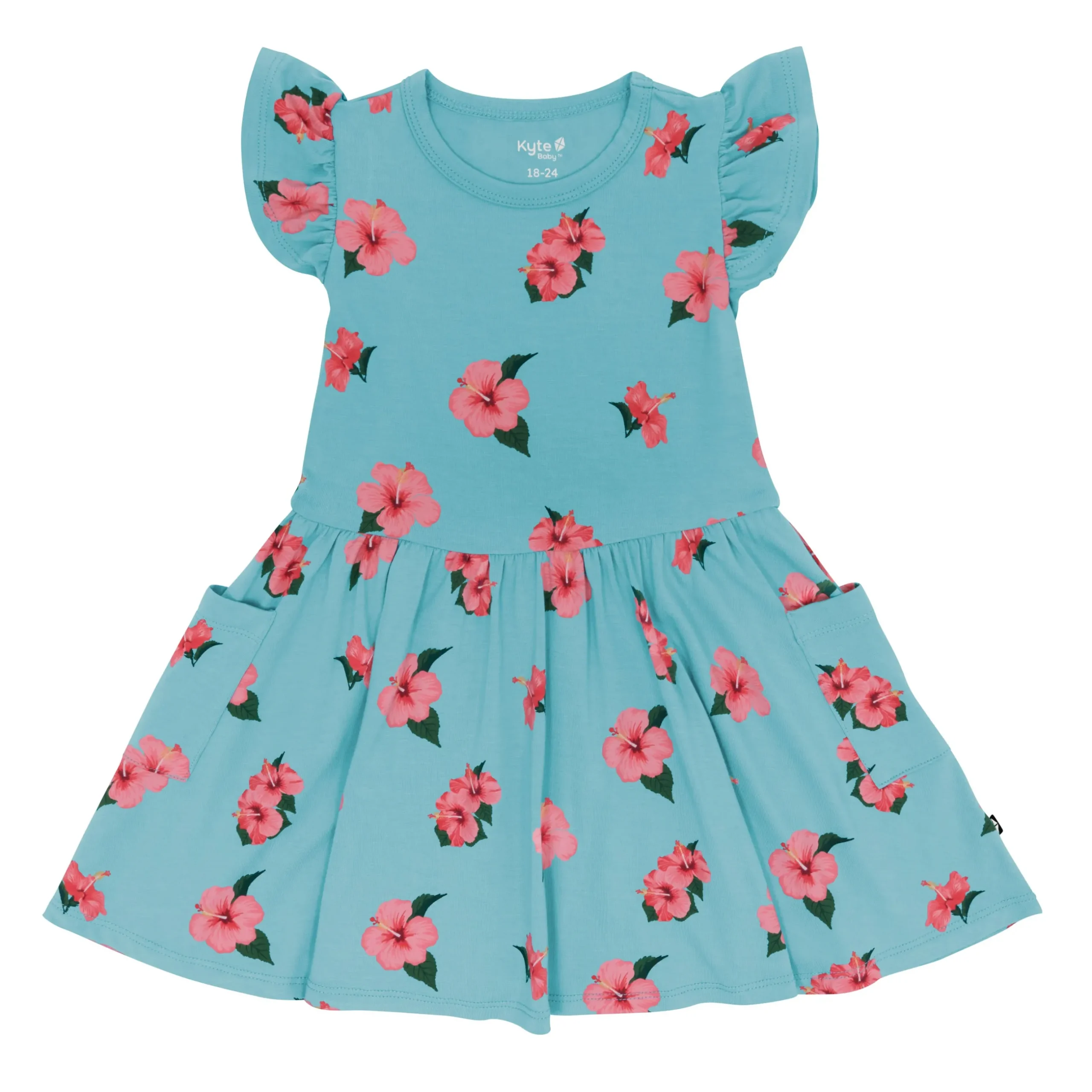New Kyte Baby Pocket Dress in Hibiscus