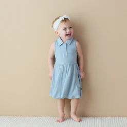 Discount Kyte Baby Polo Bodysuit Dress in Fog