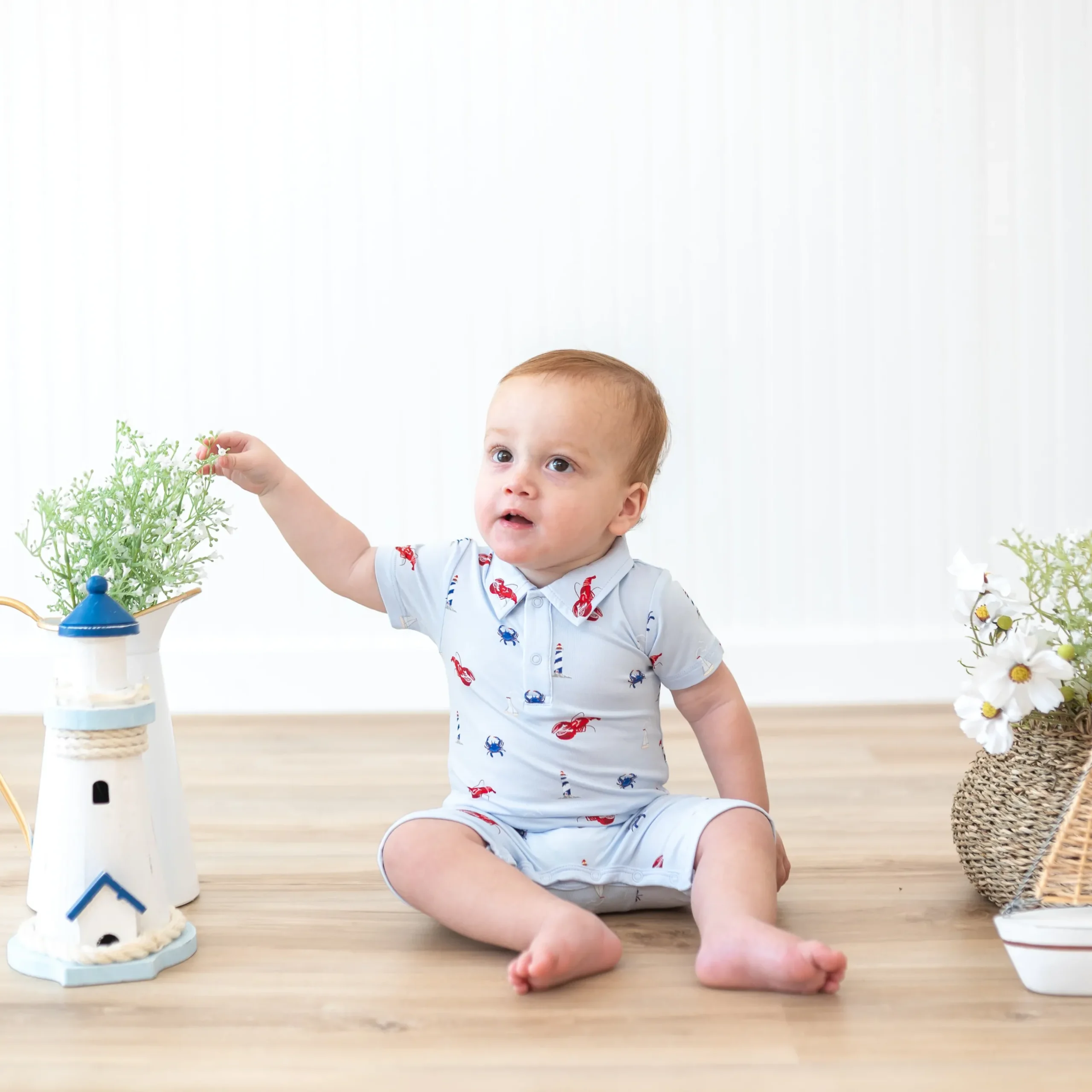 Outlet Kyte Baby Polo Shortall in Harbor