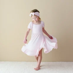 Hot Kyte Baby Puff Sleeve Twirl Dress in Sakura