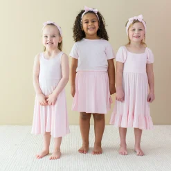 Hot Kyte Baby Puff Sleeve Twirl Dress in Sakura