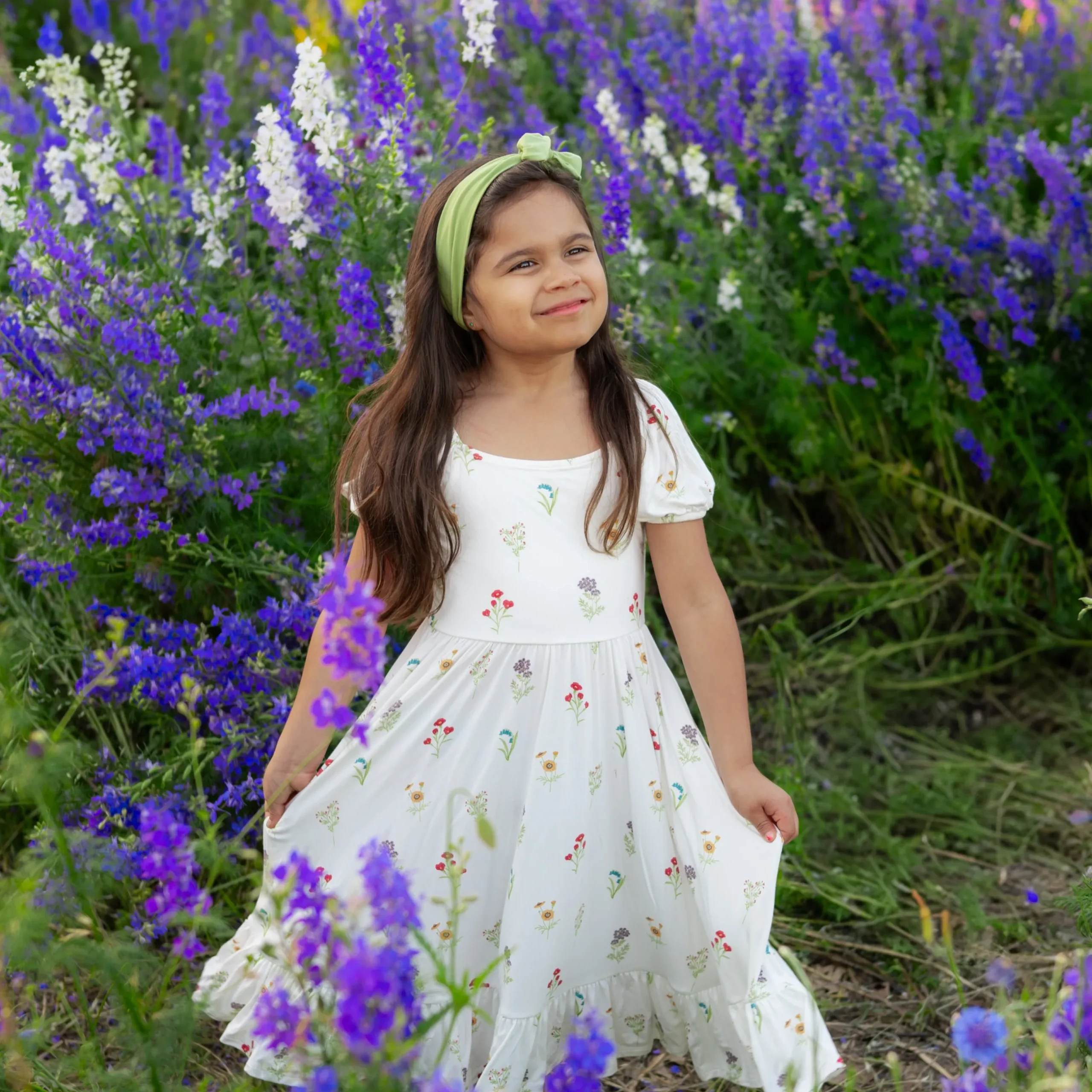 Clearance Kyte Baby Puff Sleeve Twirl Dress in Wildflower