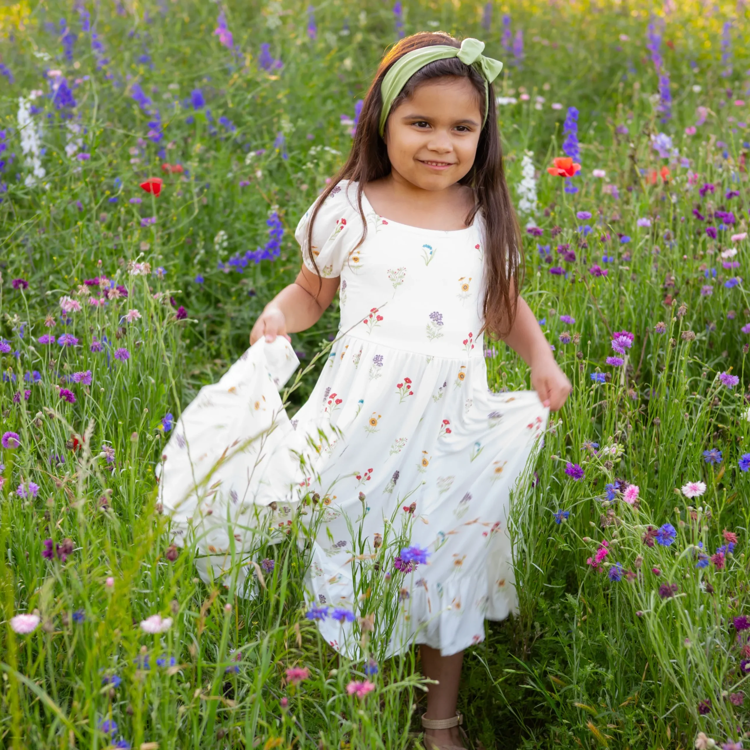 Clearance Kyte Baby Puff Sleeve Twirl Dress in Wildflower