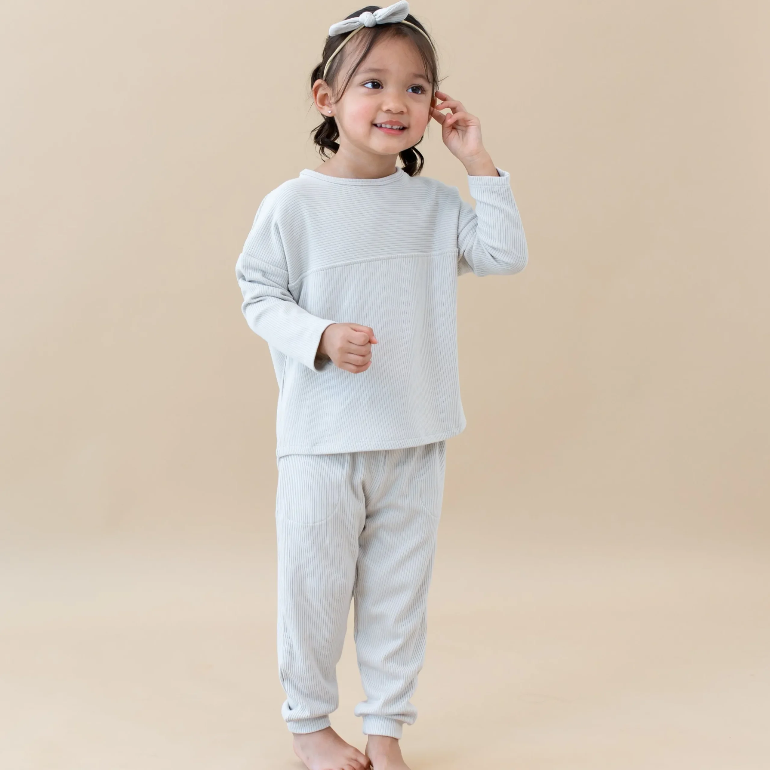 Discount Kyte Baby Ribbed Drop Shoulder Top in Oat
