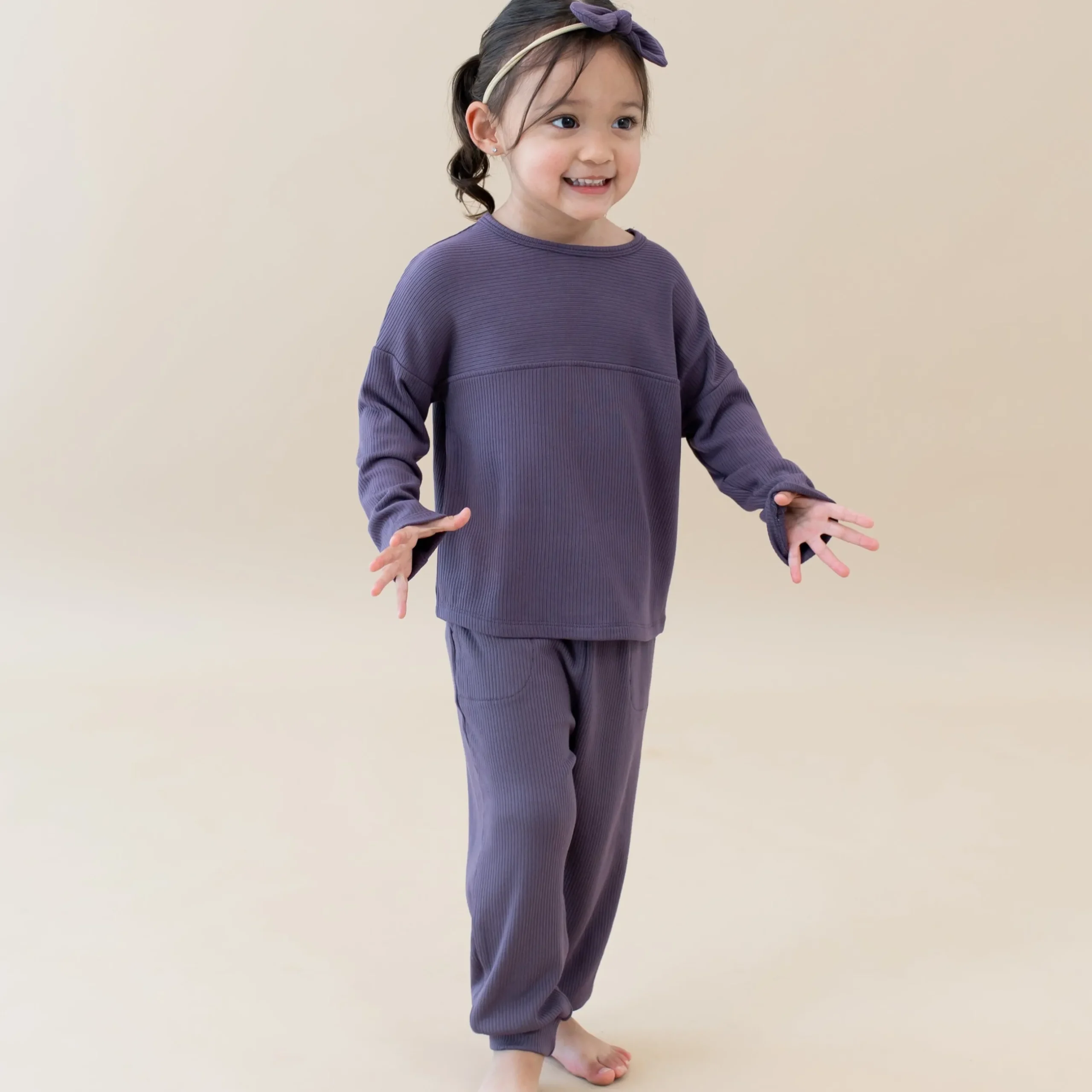 Discount Kyte Baby Ribbed Drop Shoulder Top in Currant
