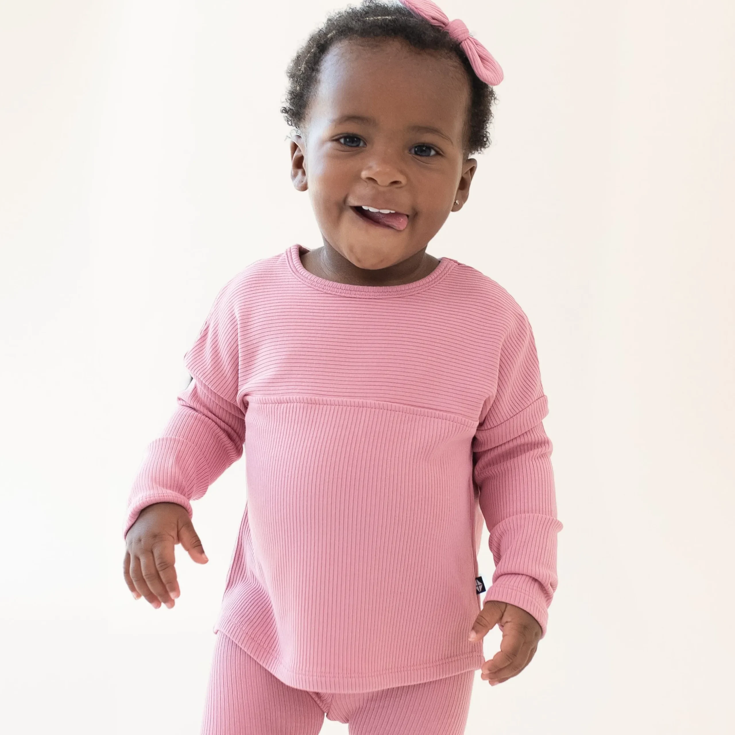 New Kyte Baby Ribbed Drop Shoulder Top in Apple Blossom