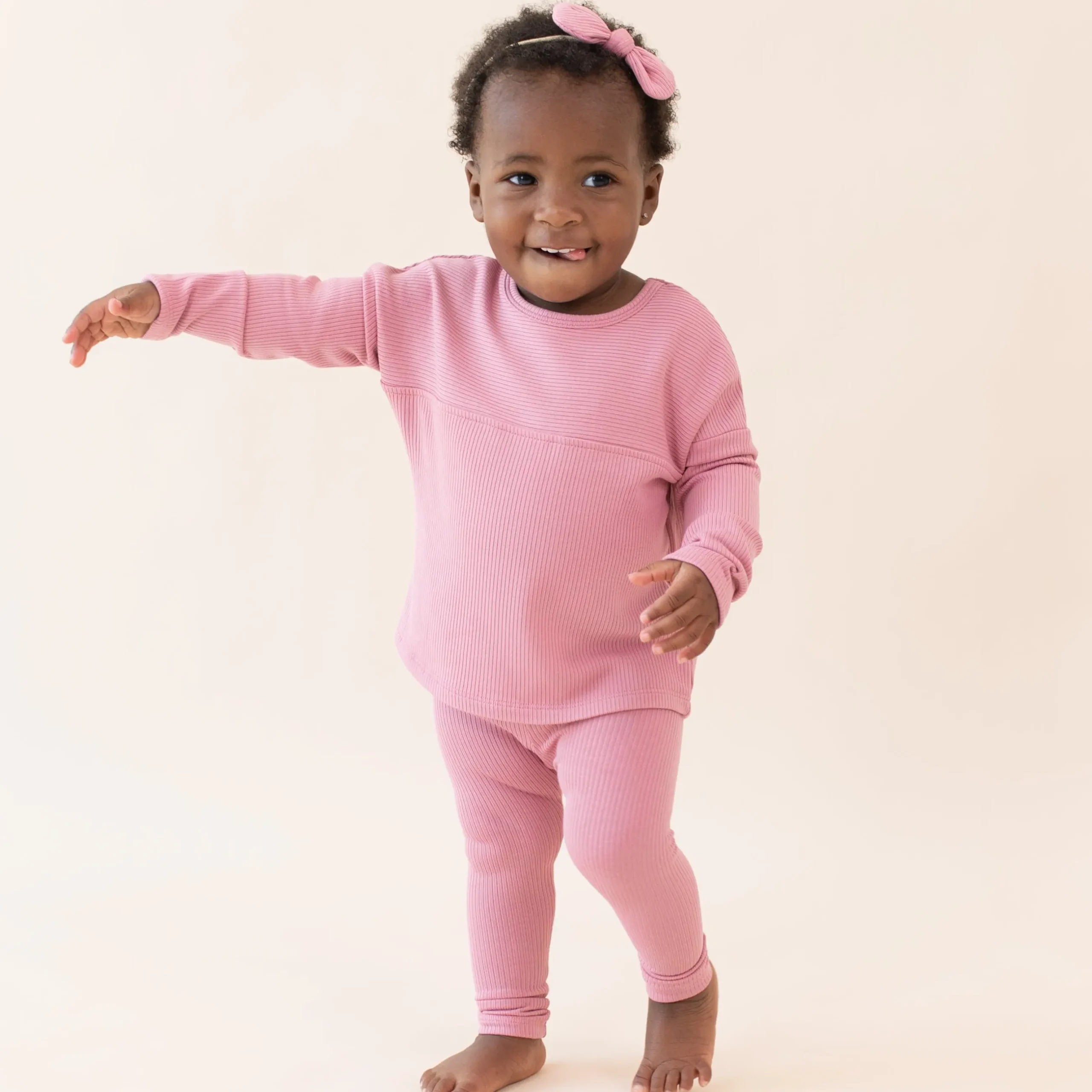 New Kyte Baby Ribbed Drop Shoulder Top in Apple Blossom