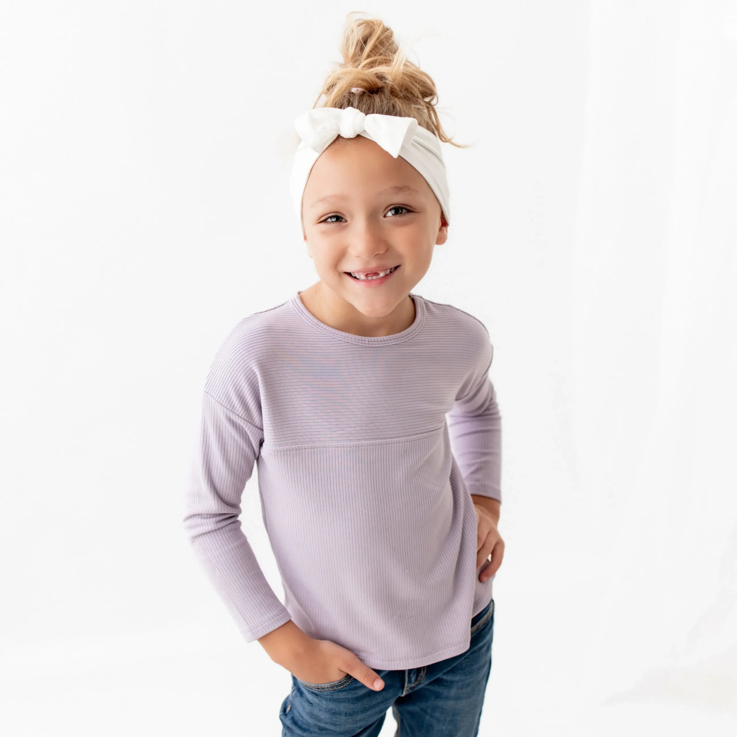Kyte Baby Ribbed Drop Shoulder Top in Taro