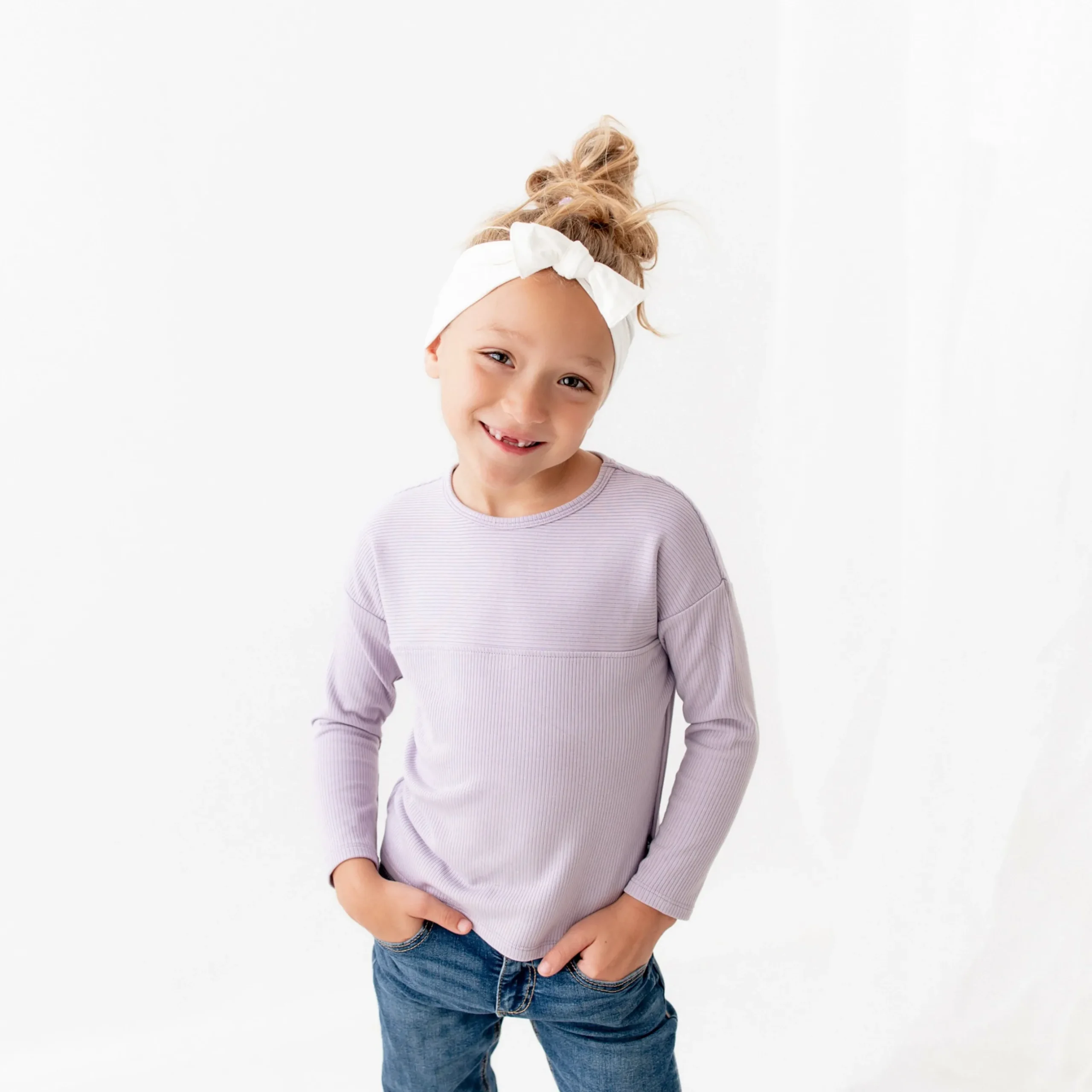 Kyte Baby Ribbed Drop Shoulder Top in Taro