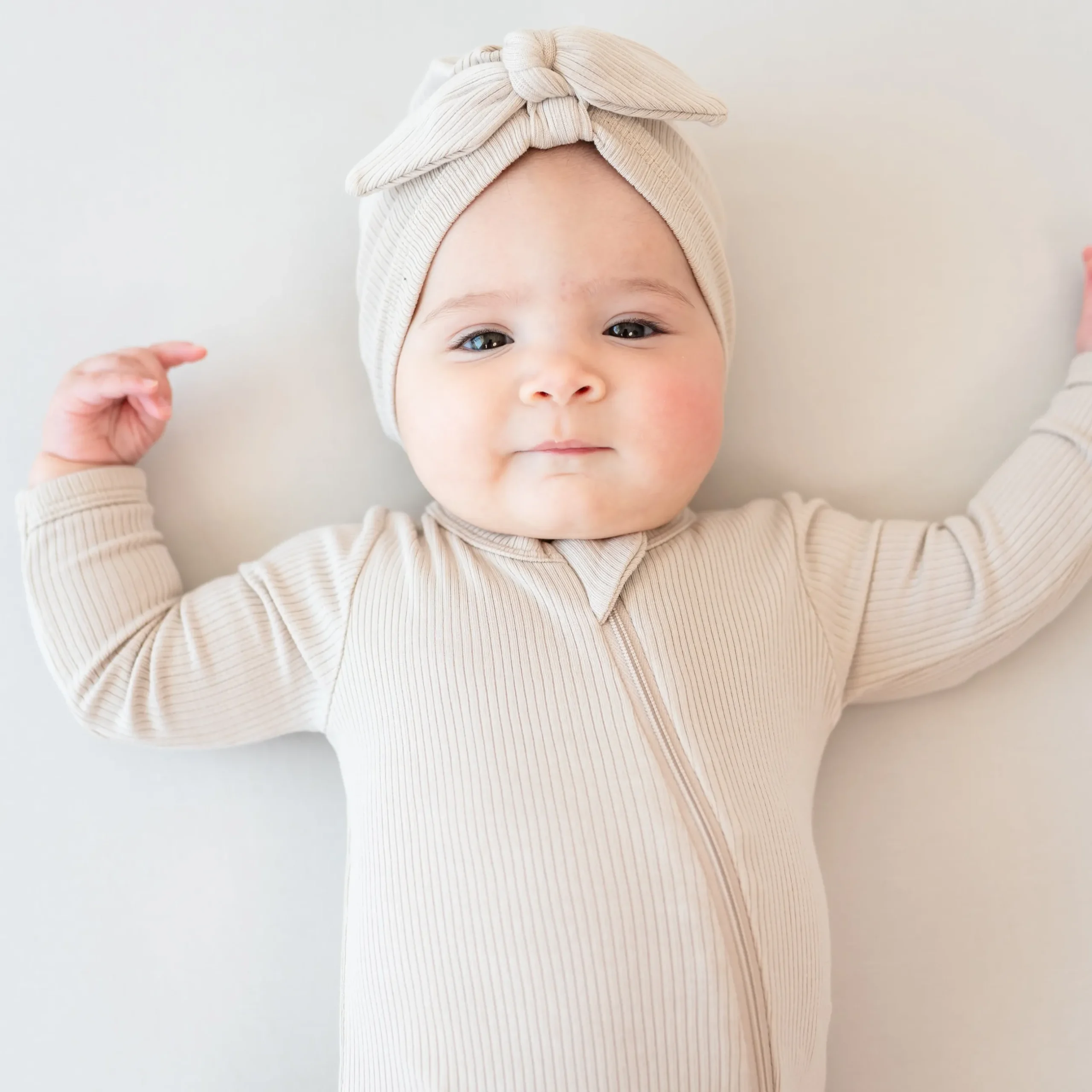 Clearance Kyte Baby Ribbed Headwrap in Bisque