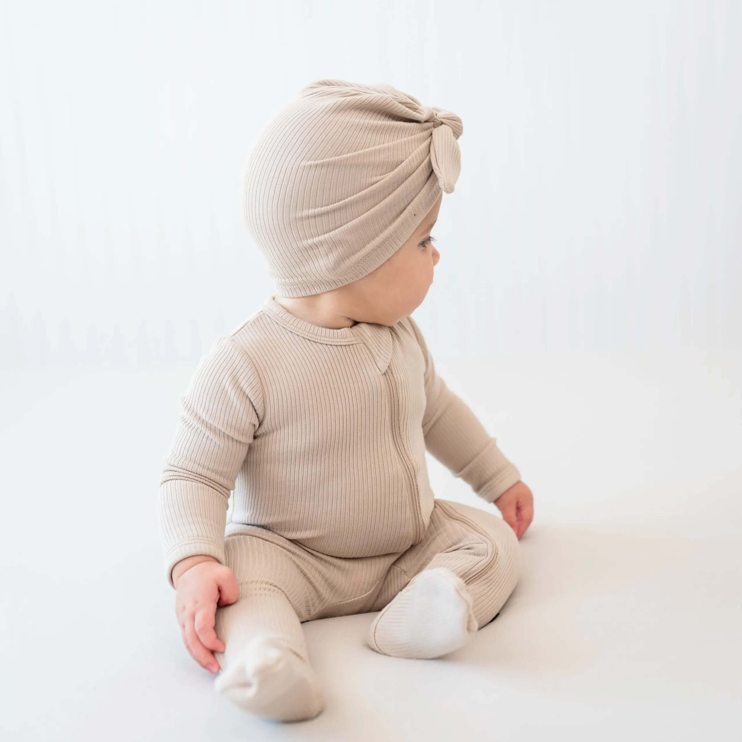 Clearance Kyte Baby Ribbed Headwrap in Bisque