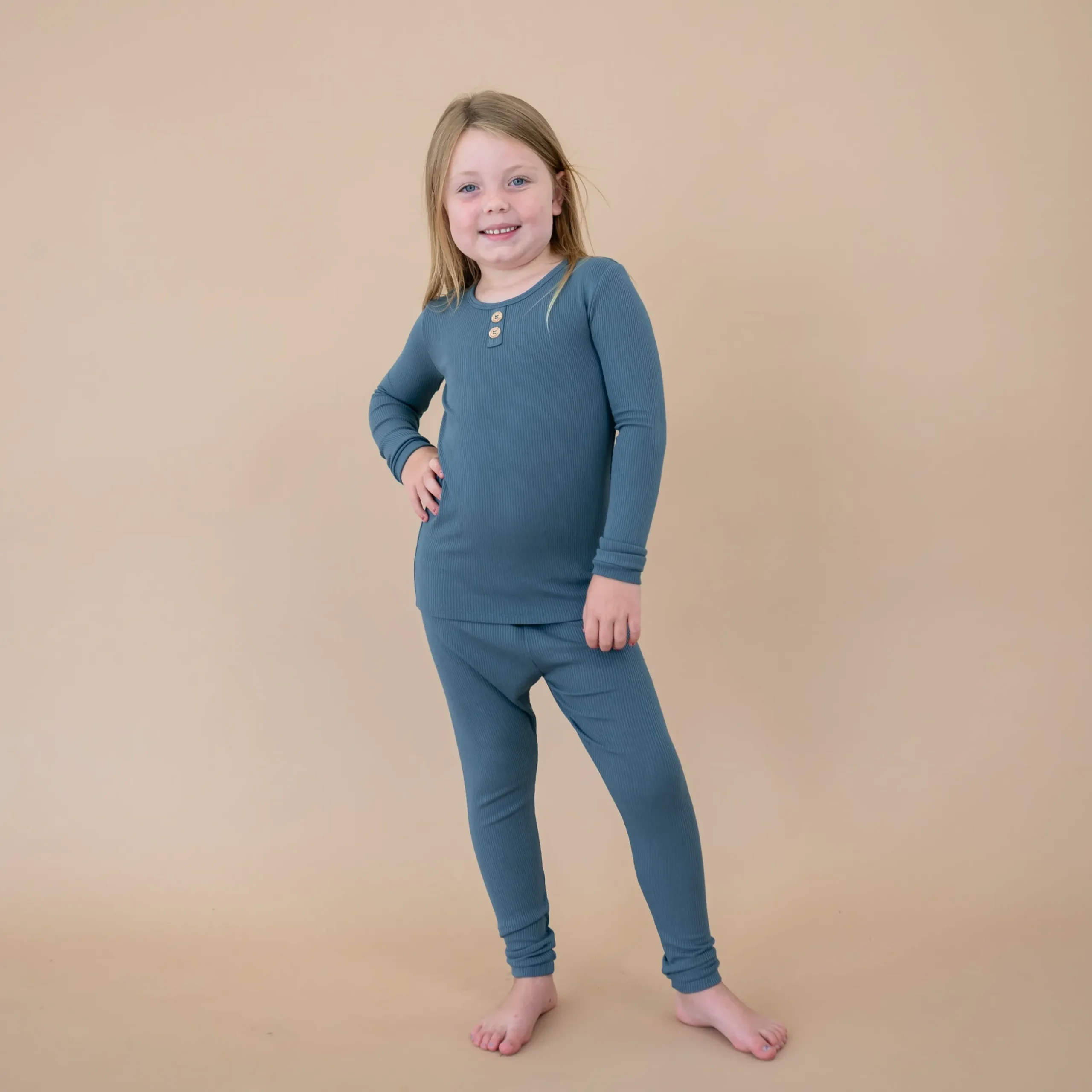 Sale Kyte Baby Ribbed Henley Set in Atlantic