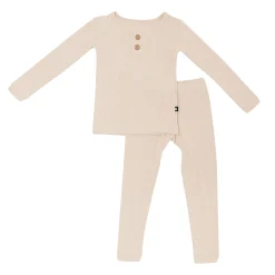 Hot Kyte Baby Ribbed Henley Set in Bisque