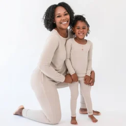 Hot Kyte Baby Ribbed Henley Set in Bisque