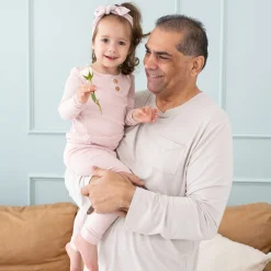 New Kyte Baby Ribbed Henley Set in Blush