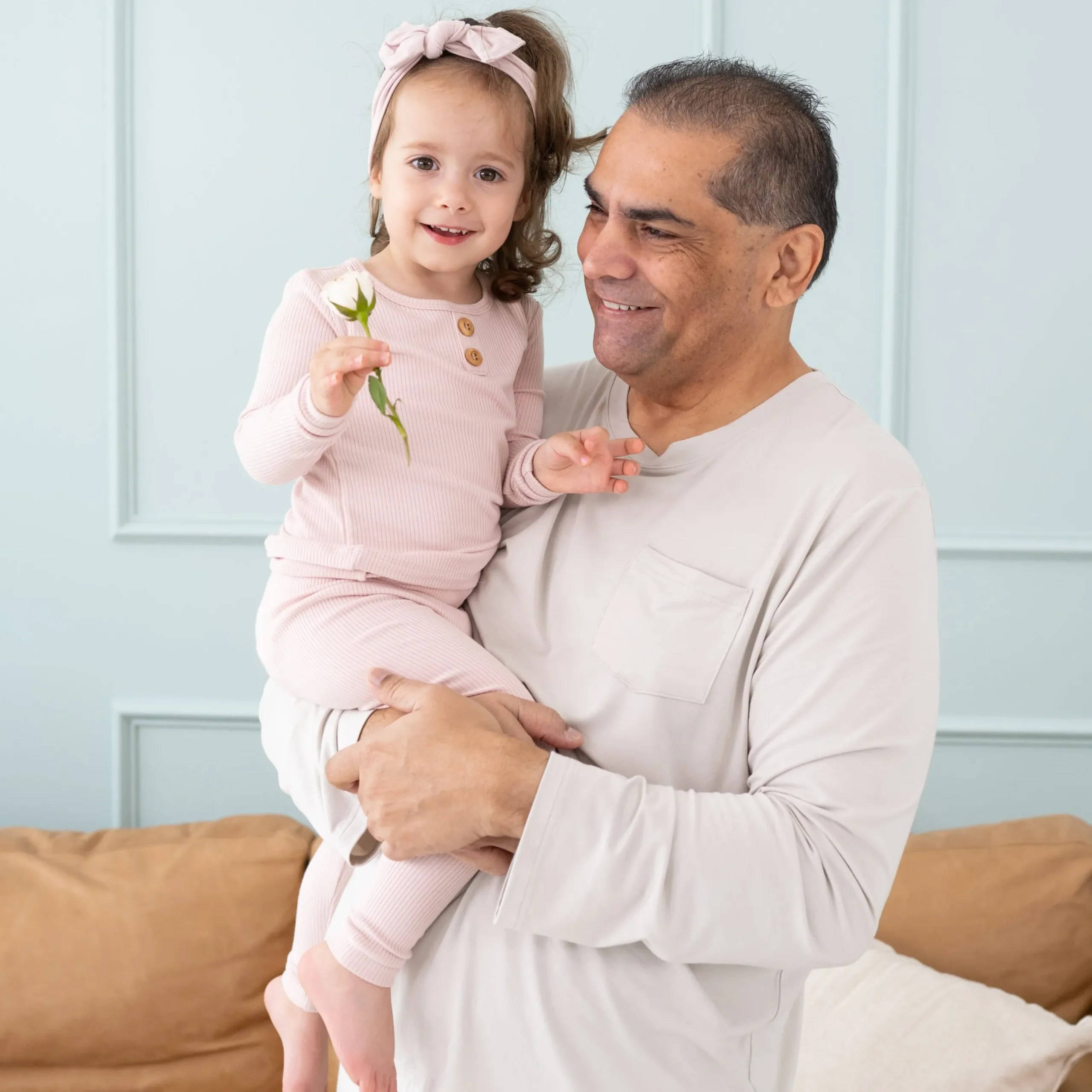 New Kyte Baby Ribbed Henley Set in Blush