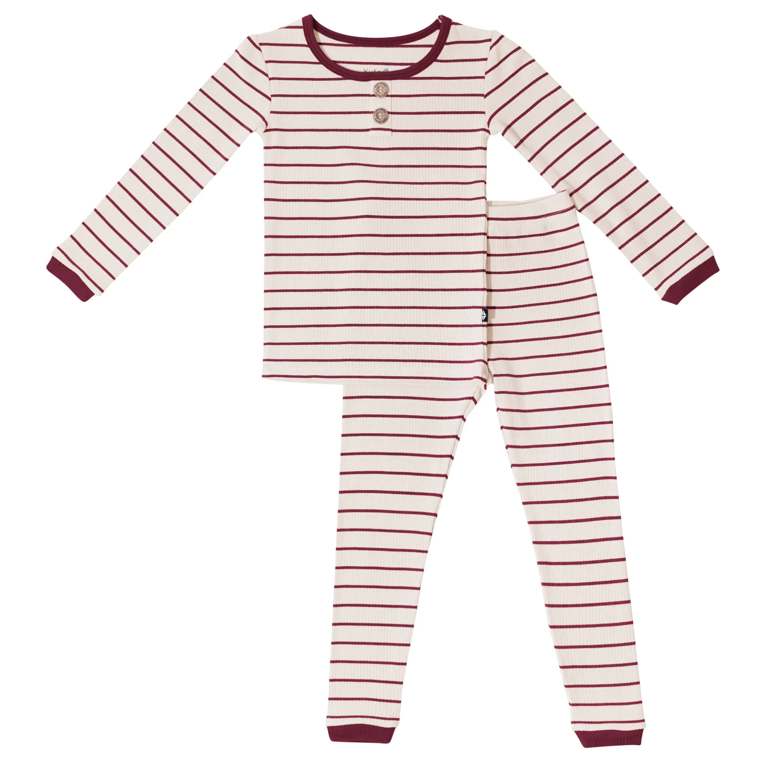 Sale Kyte Baby Ribbed Henley Set in Burgundy Stripe