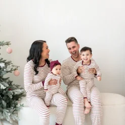 Sale Kyte Baby Ribbed Henley Set in Burgundy Stripe