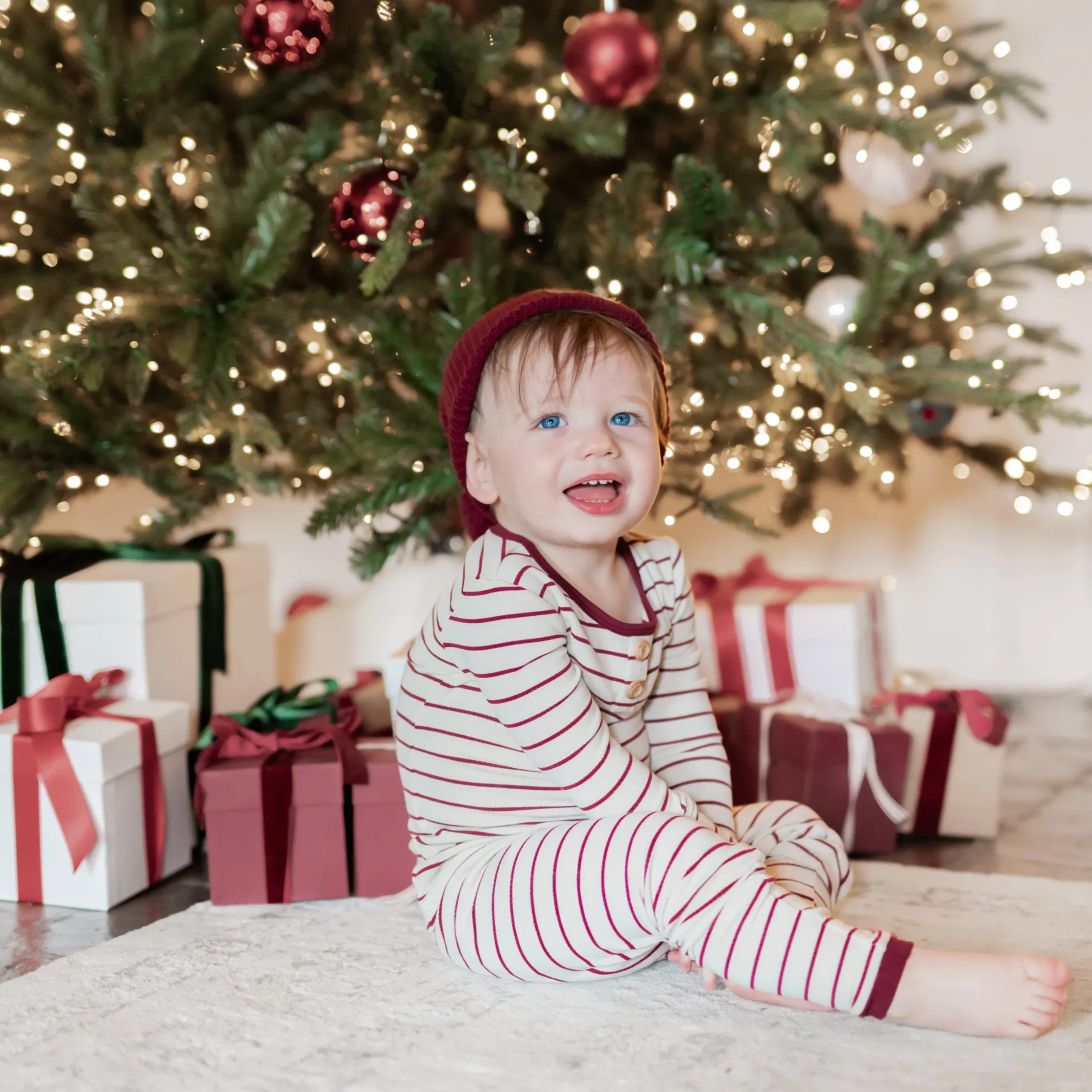 Sale Kyte Baby Ribbed Henley Set in Burgundy Stripe