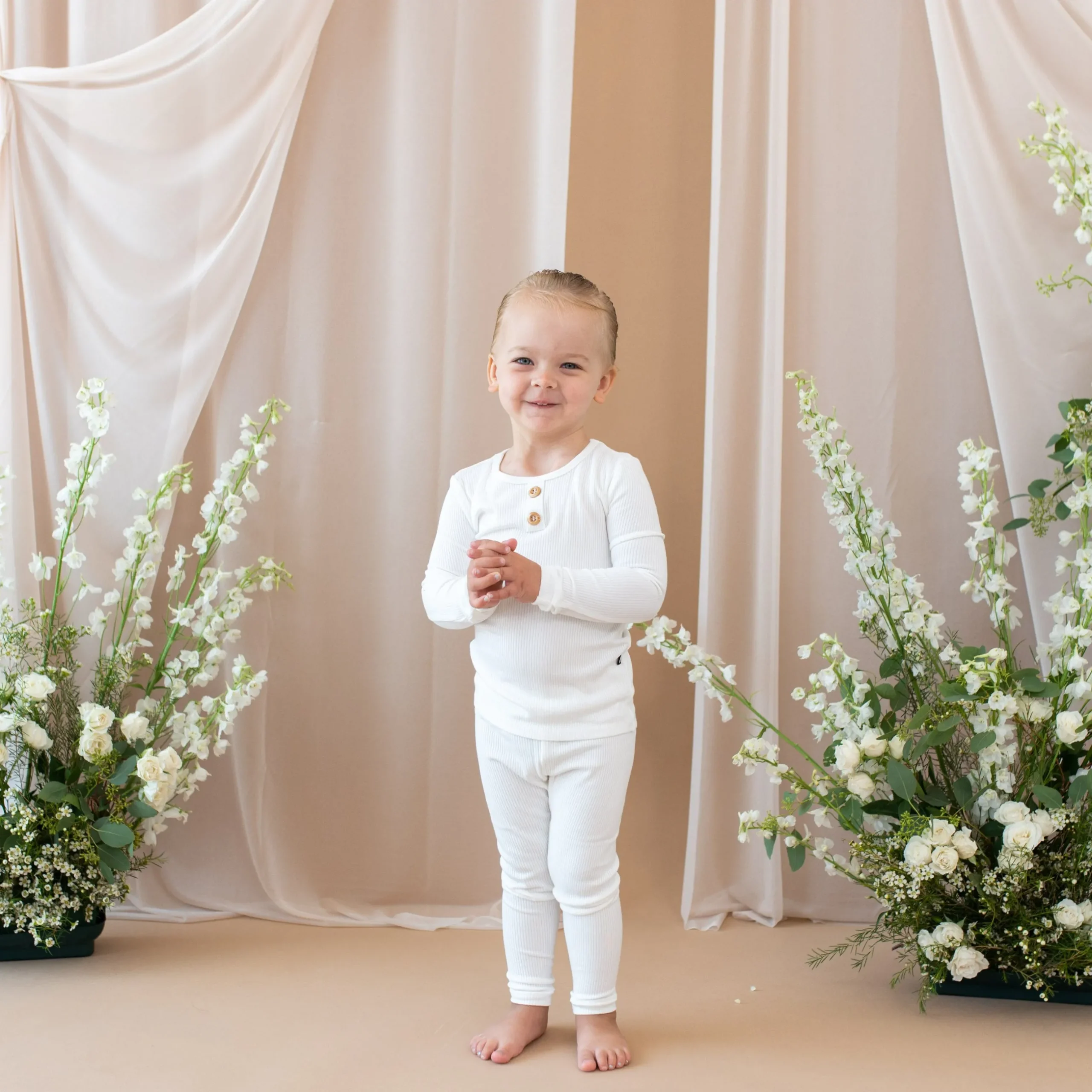 Clearance Kyte Baby Ribbed Henley Set in Cloud