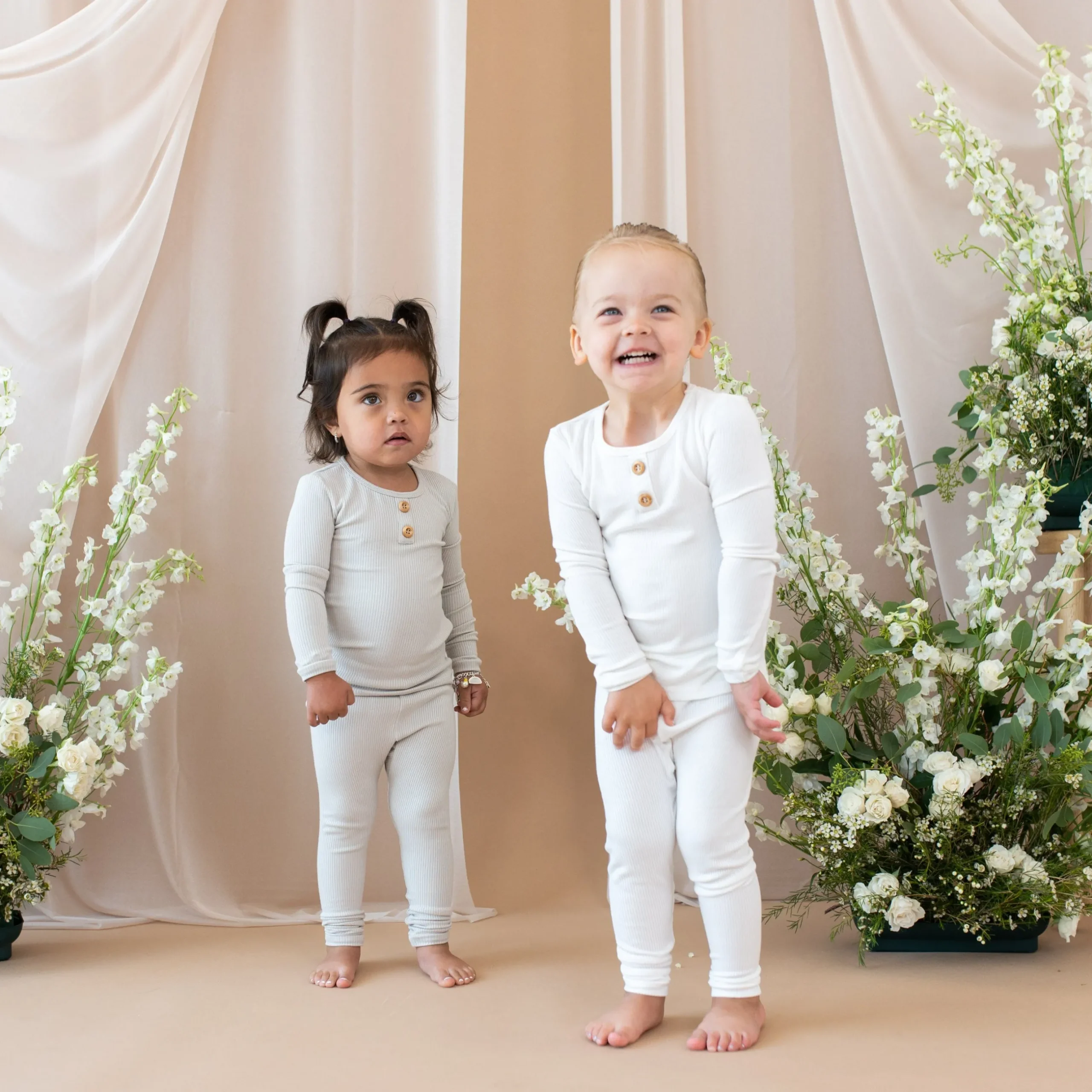 Clearance Kyte Baby Ribbed Henley Set in Cloud