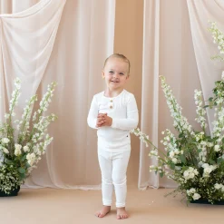 Clearance Kyte Baby Ribbed Henley Set in Cloud