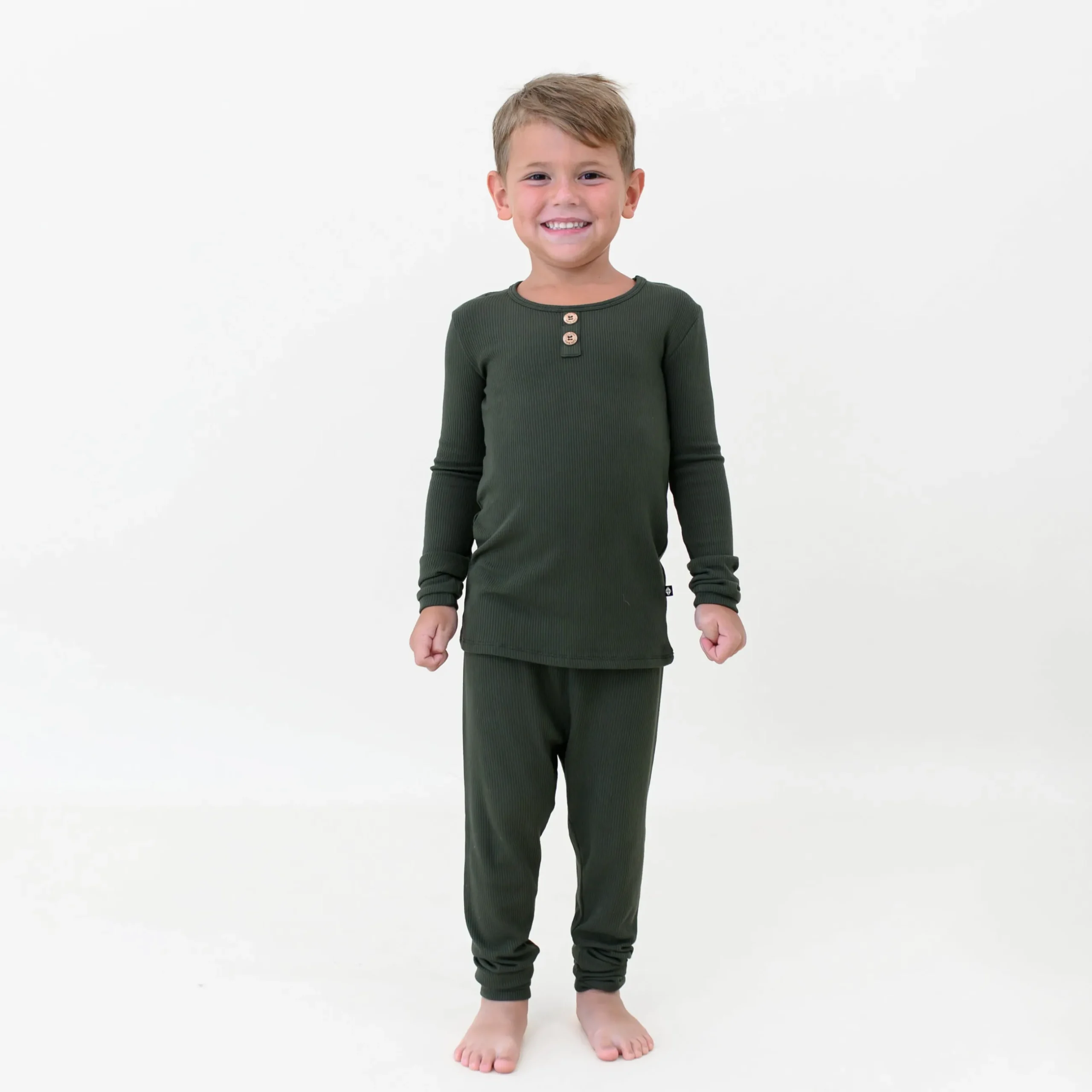 Outlet Kyte Baby Ribbed Henley Set in Fir
