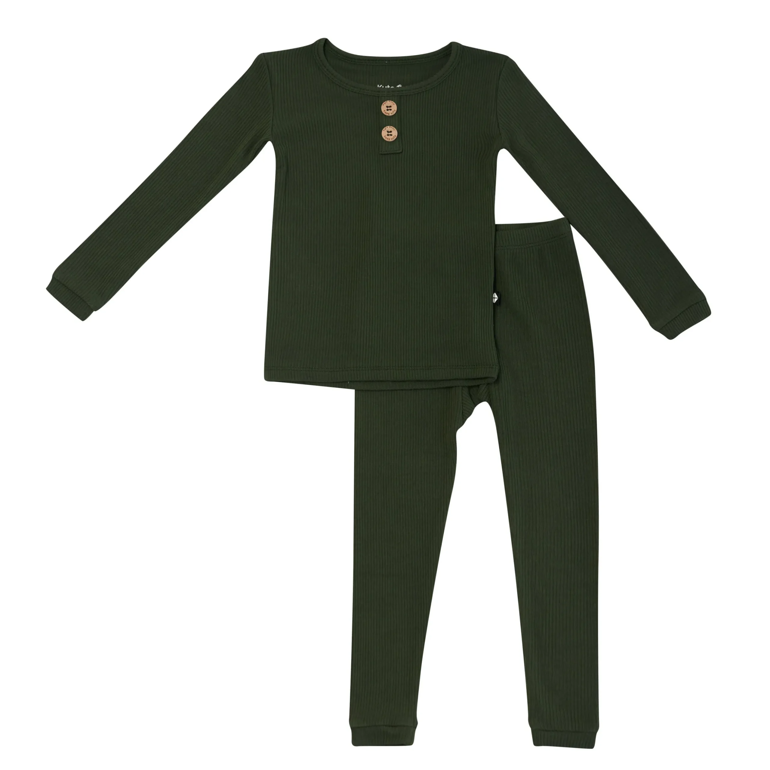 Outlet Kyte Baby Ribbed Henley Set in Fir