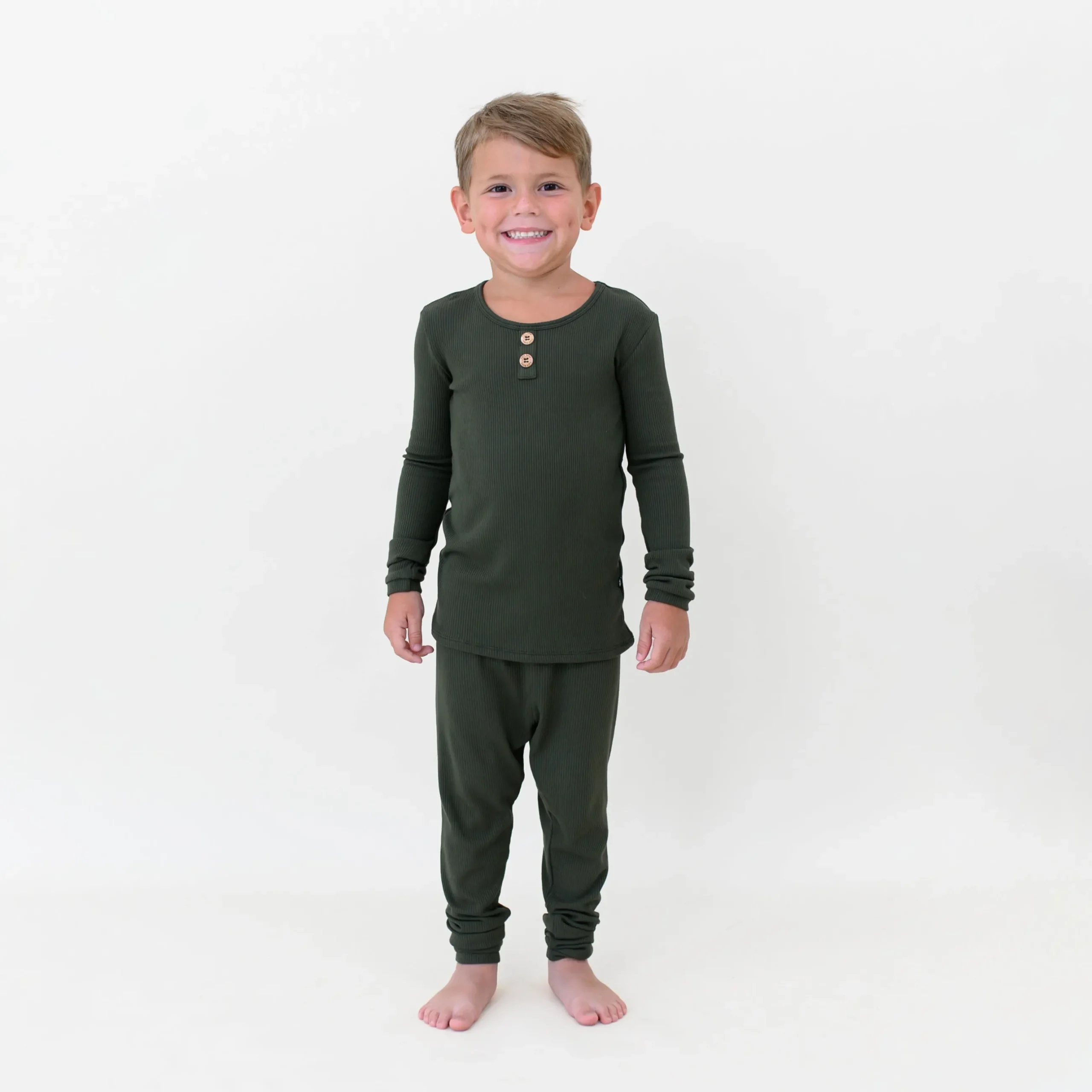 Outlet Kyte Baby Ribbed Henley Set in Fir