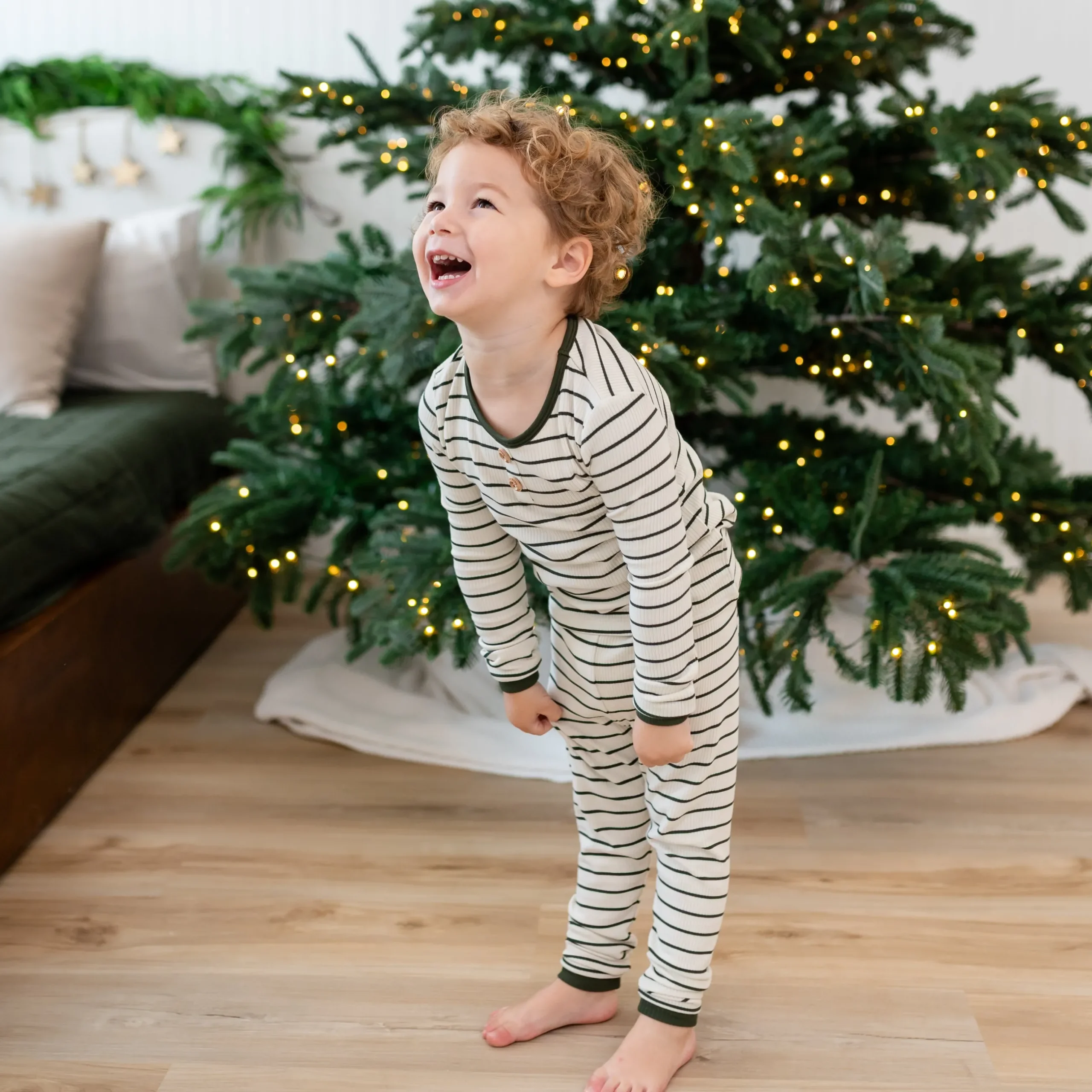 Outlet Kyte Baby Ribbed Henley Set in Fir Stripe