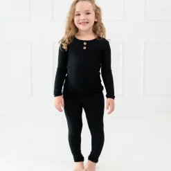 Kyte Baby Ribbed Henley Set in Midnight