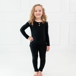 Kyte Baby Ribbed Henley Set in Midnight