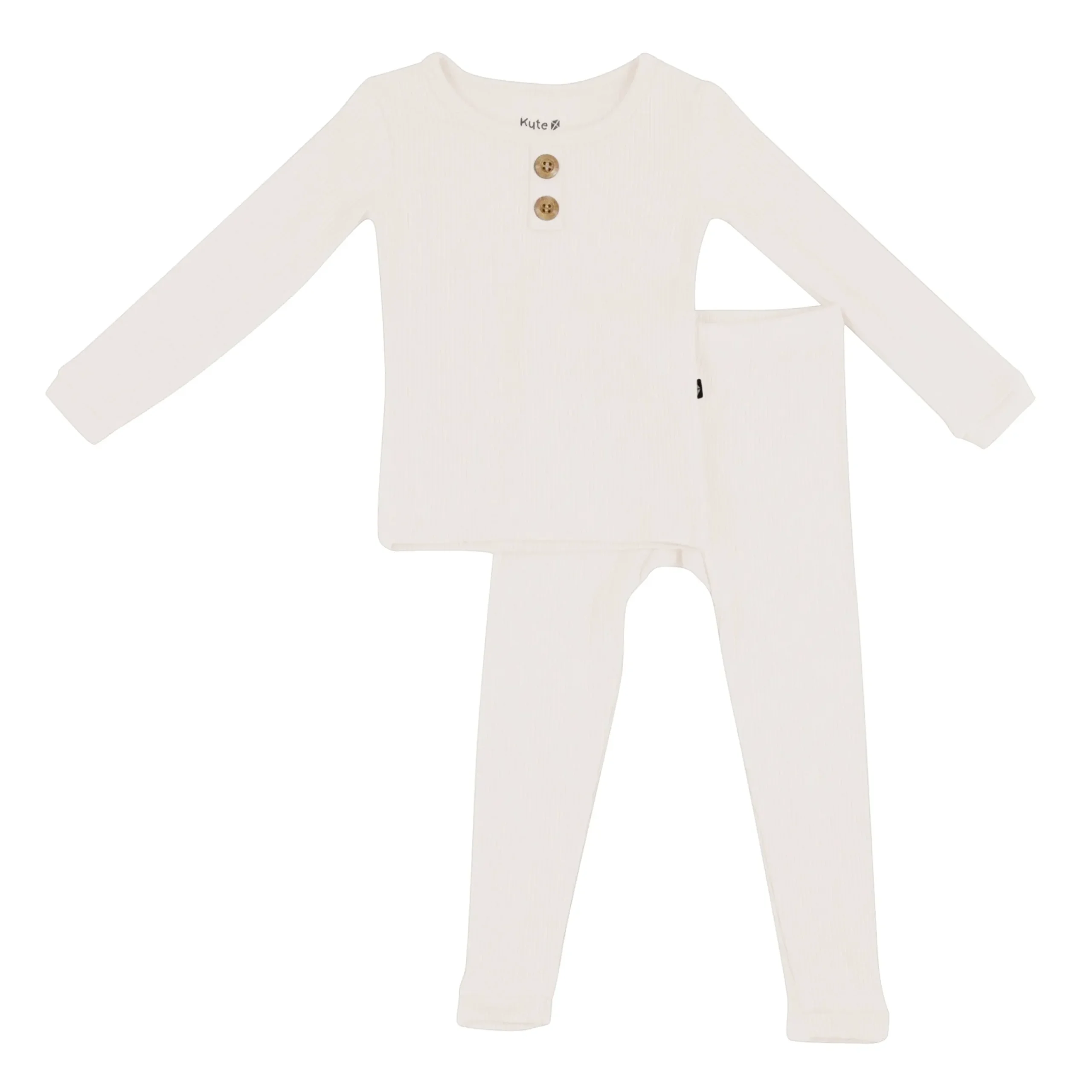 Hot Kyte Baby Ribbed Henley Set in Oat