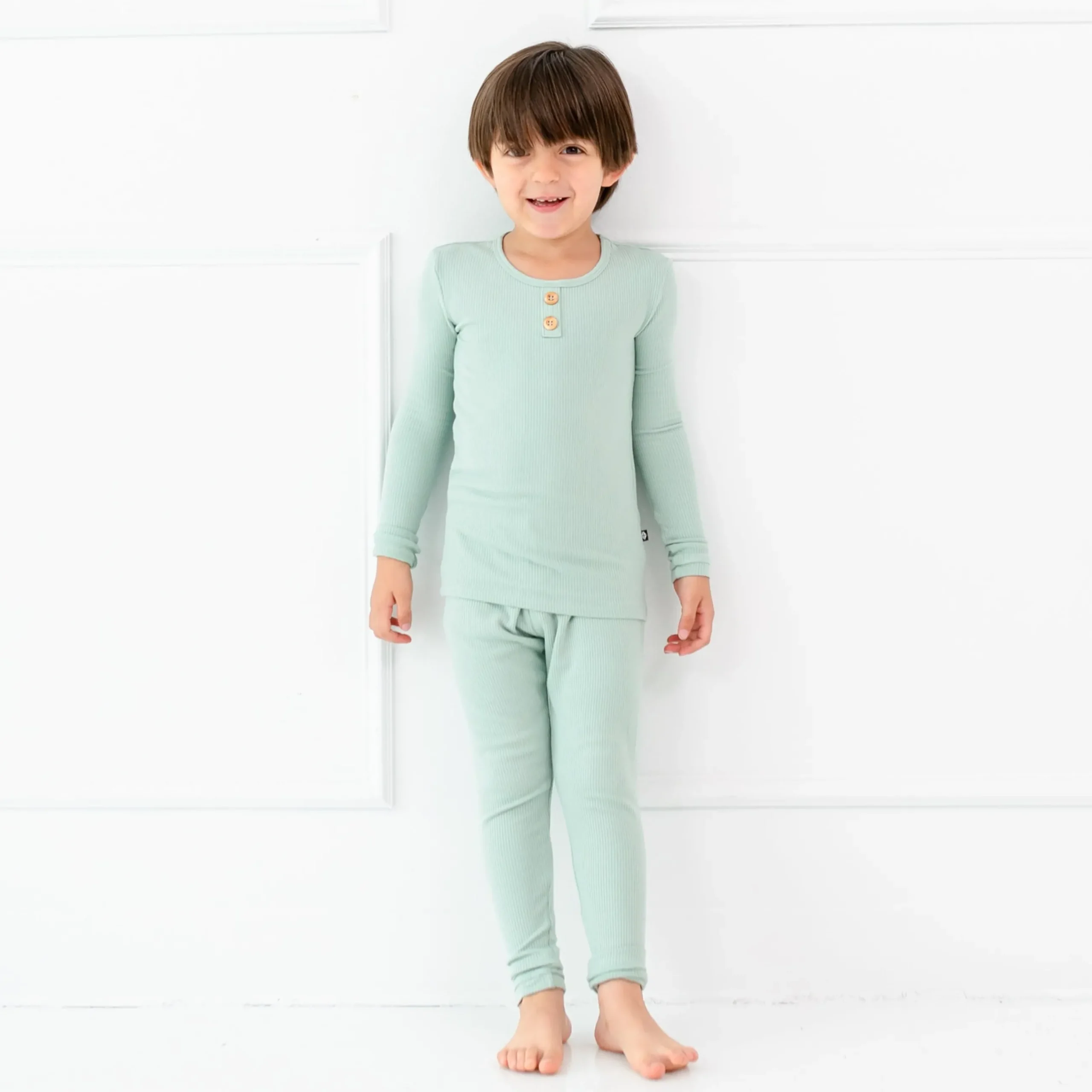 Kyte Baby Ribbed Henley Set in Sage