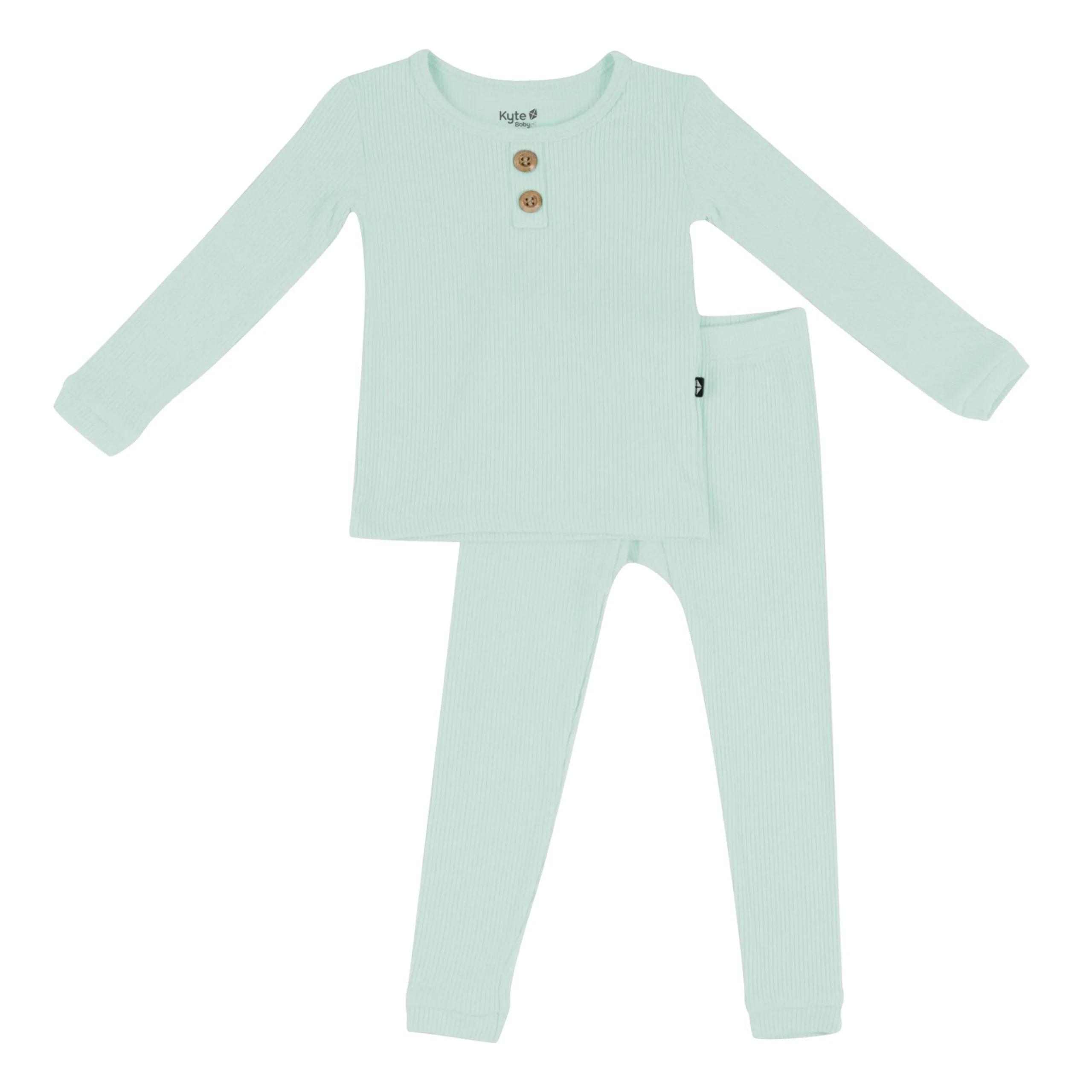Kyte Baby Ribbed Henley Set in Sage
