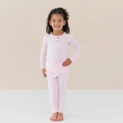 New Kyte Baby Ribbed Henley Set in Sakura