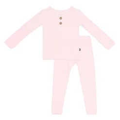 New Kyte Baby Ribbed Henley Set in Sakura