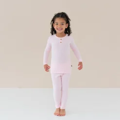 New Kyte Baby Ribbed Henley Set in Sakura