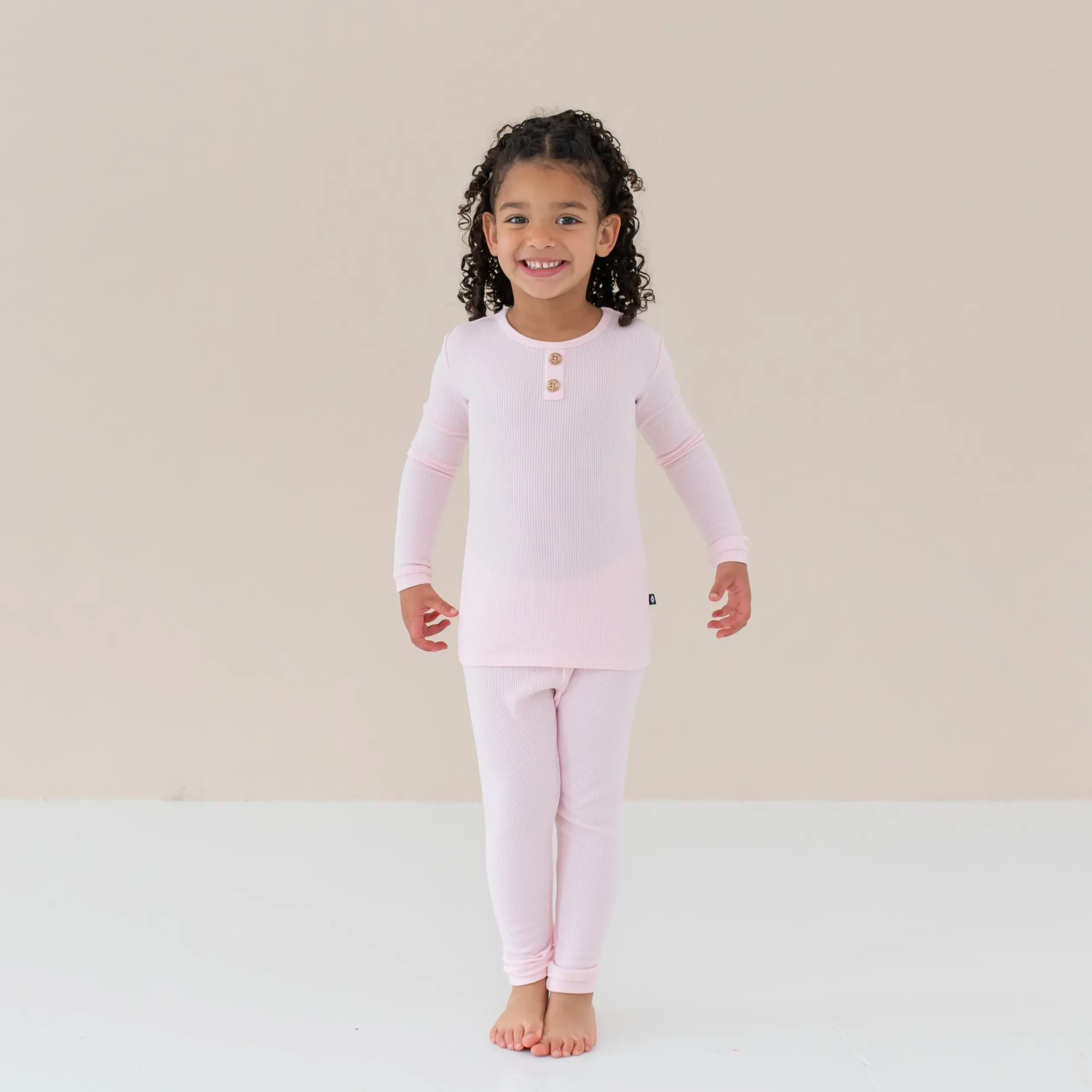 New Kyte Baby Ribbed Henley Set in Sakura