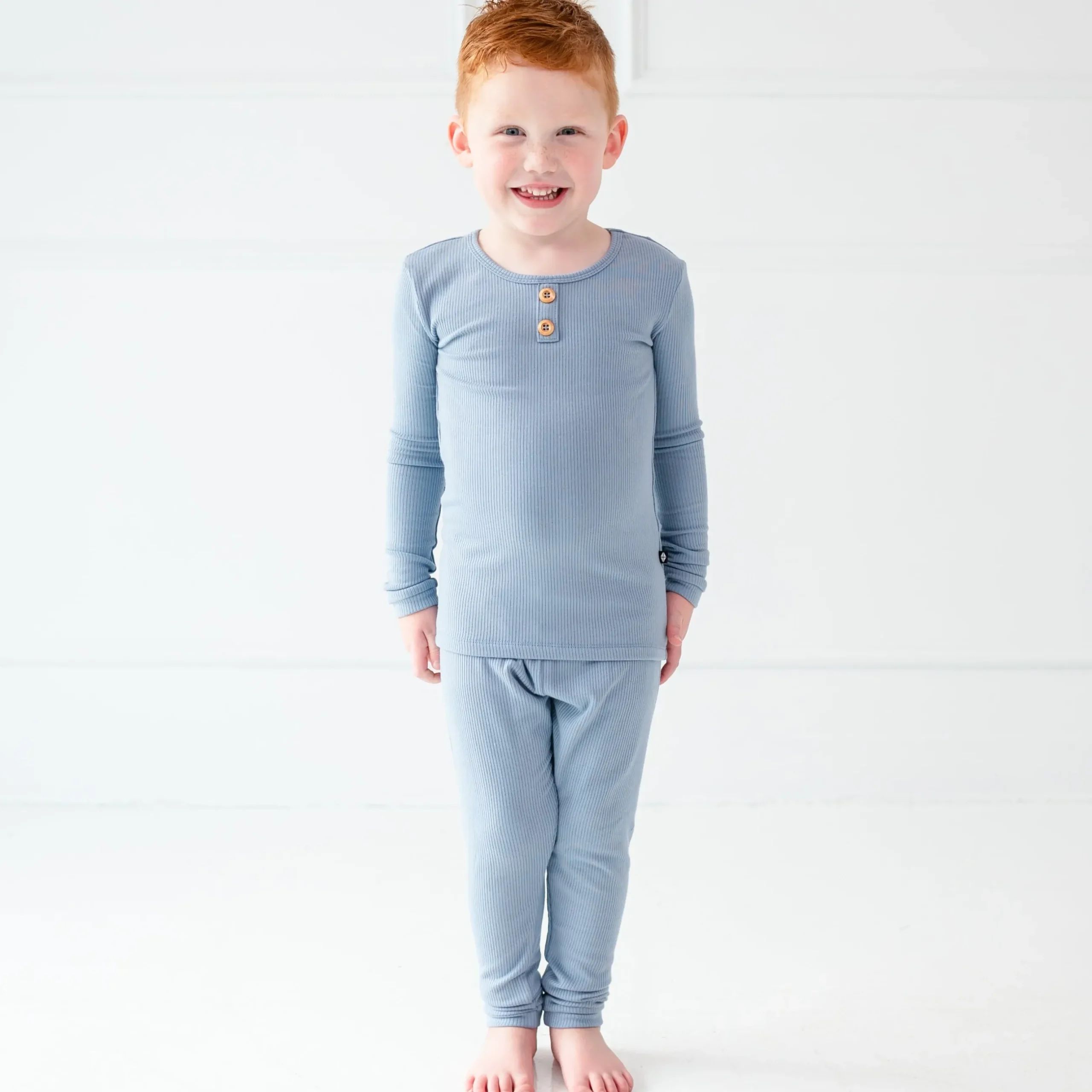 Kyte Baby Ribbed Henley Set in Slate