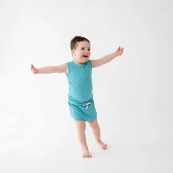 Best Kyte Baby Ribbed Henley Tank Set in Makai
