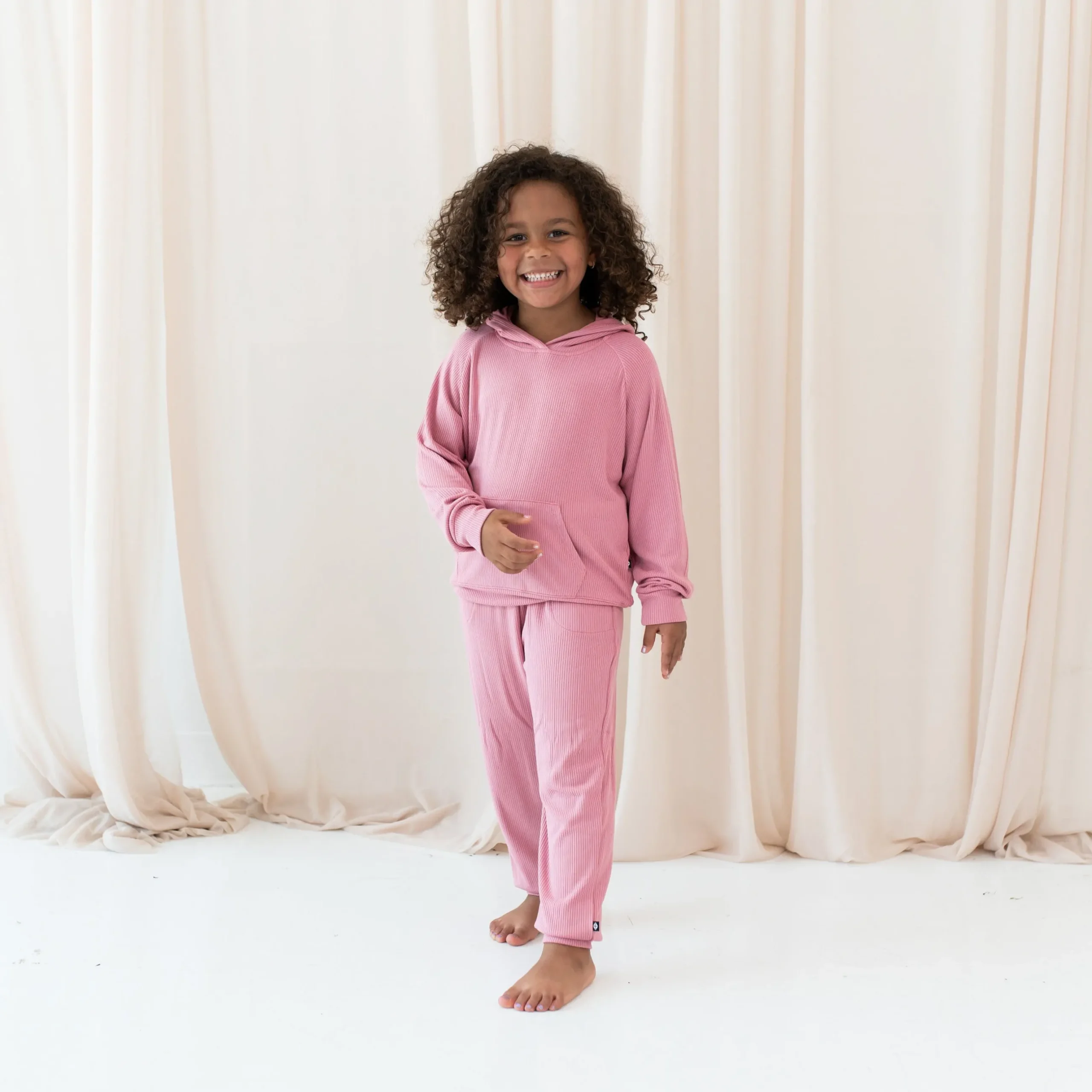 New Kyte Baby Ribbed Hoodie in Apple Blossom
