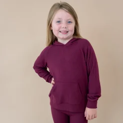 Online Kyte Baby Ribbed Hoodie in Burgundy