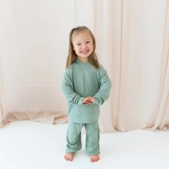 Kyte Baby Ribbed Hoodie in Thyme