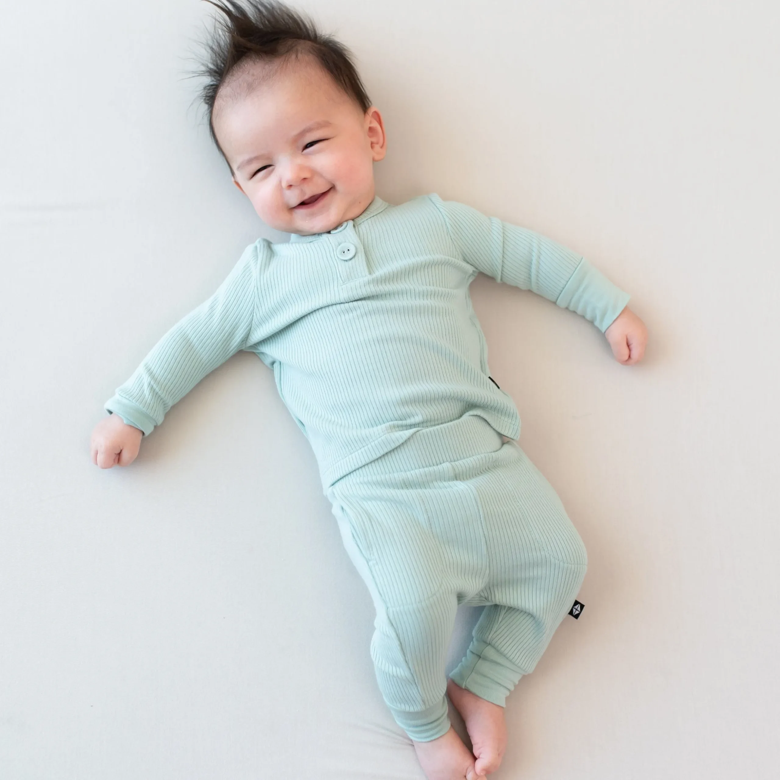 Clearance Kyte Baby Ribbed Infant Henley Set in Sage