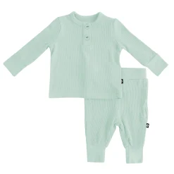 Clearance Kyte Baby Ribbed Infant Henley Set in Sage