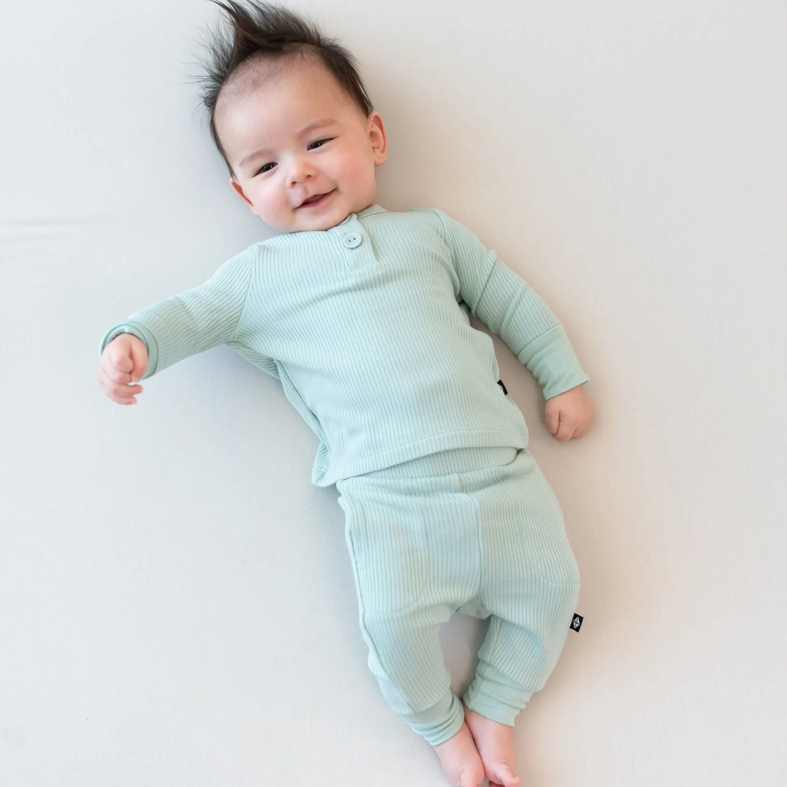 Clearance Kyte Baby Ribbed Infant Henley Set in Sage
