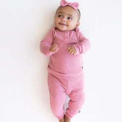 Best Kyte Baby Ribbed Infant Henley Set in Apple Blossom